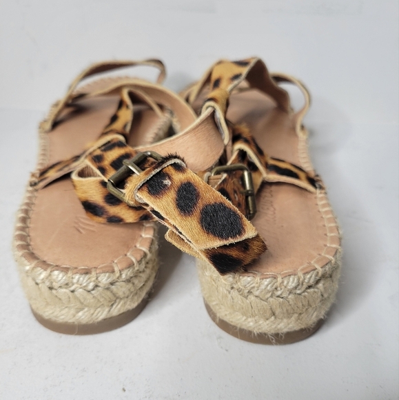 Madewell The Malia Espadrille Sandal in Leopard Calf Hair SZ 9 - Picture 5 of 7